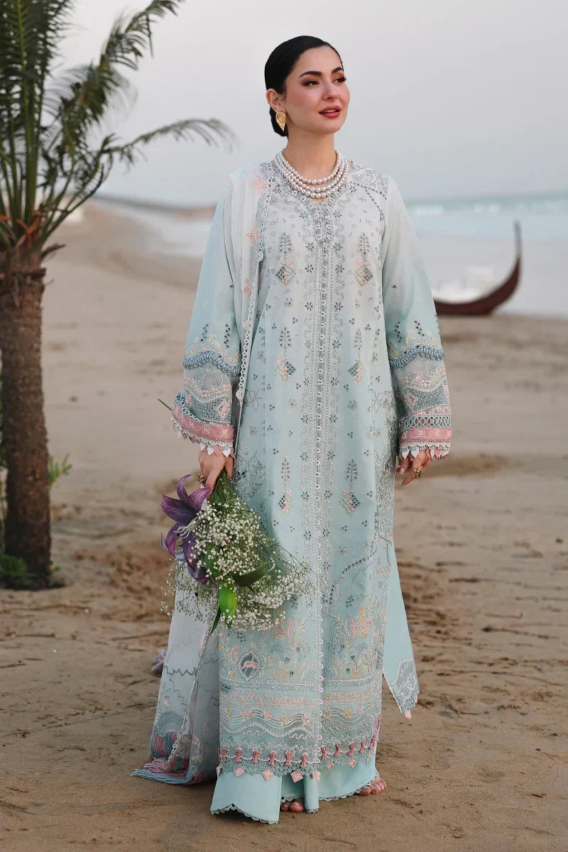 Dhanak-3PC Chikankari Embroidered Shirt with Khadi Net Embroidered Dupatta - 6220