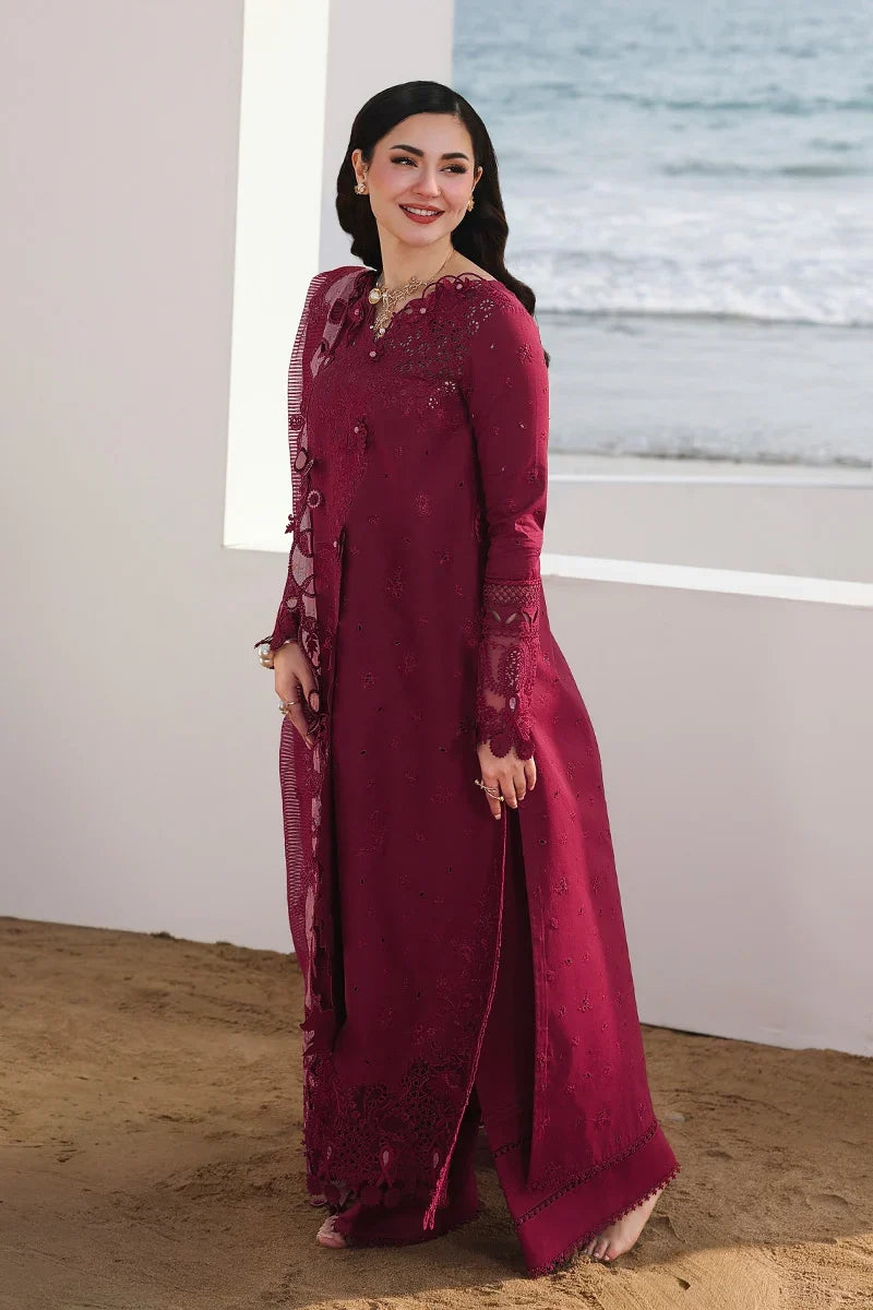 Dhanak-3PC Embroidered Shirt with Khadi Net RTW Embroidered Dupatta - 6219