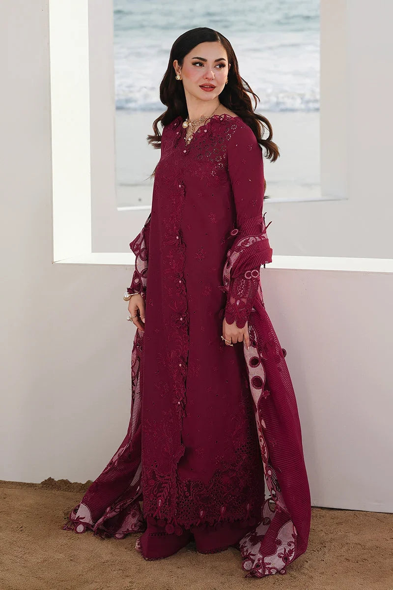 Dhanak-3PC Embroidered Shirt with Khadi Net RTW Embroidered Dupatta - 6219