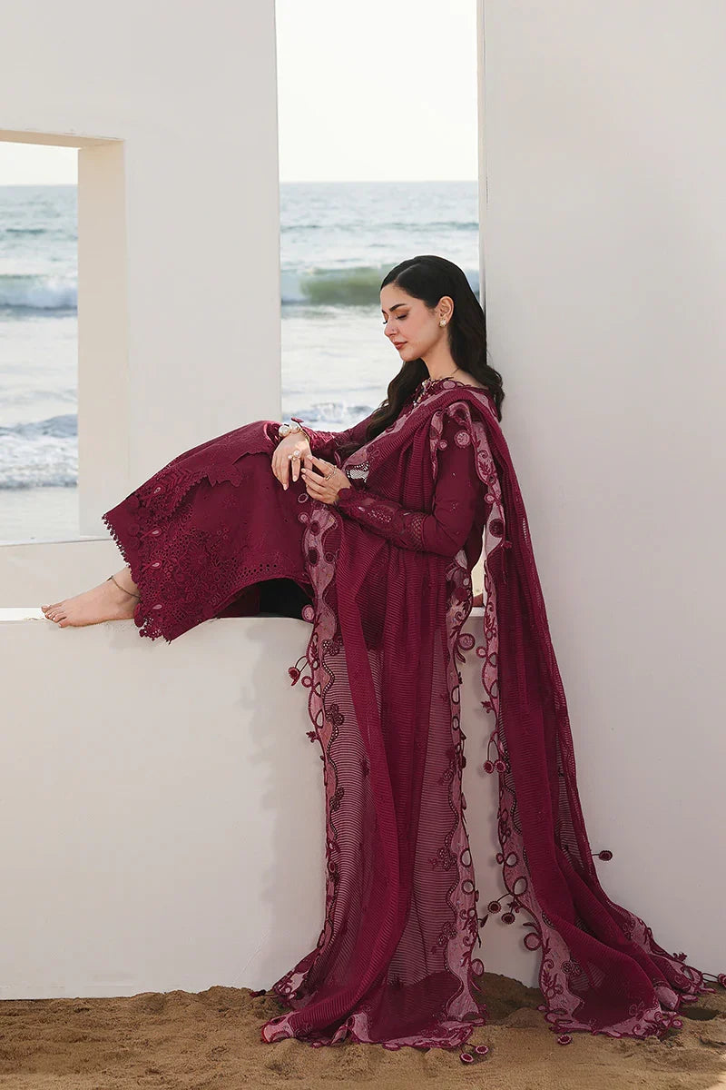 Dhanak-3PC Embroidered Shirt with Khadi Net RTW Embroidered Dupatta - 6219