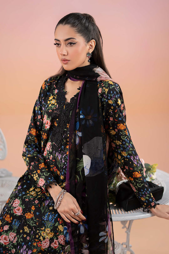 Karandi-3PC Embroidered Shirt with Karandi Printed Dupatta -3434