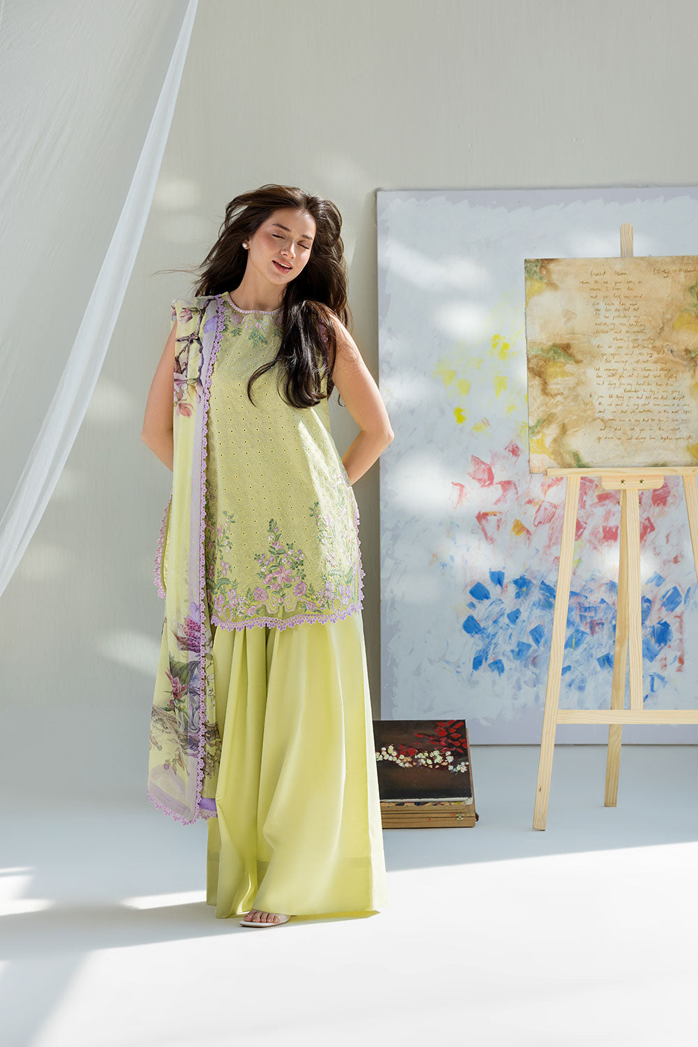 Dhanak-3PC Embroidered Shirt with Digital Printed Shawl - 6253