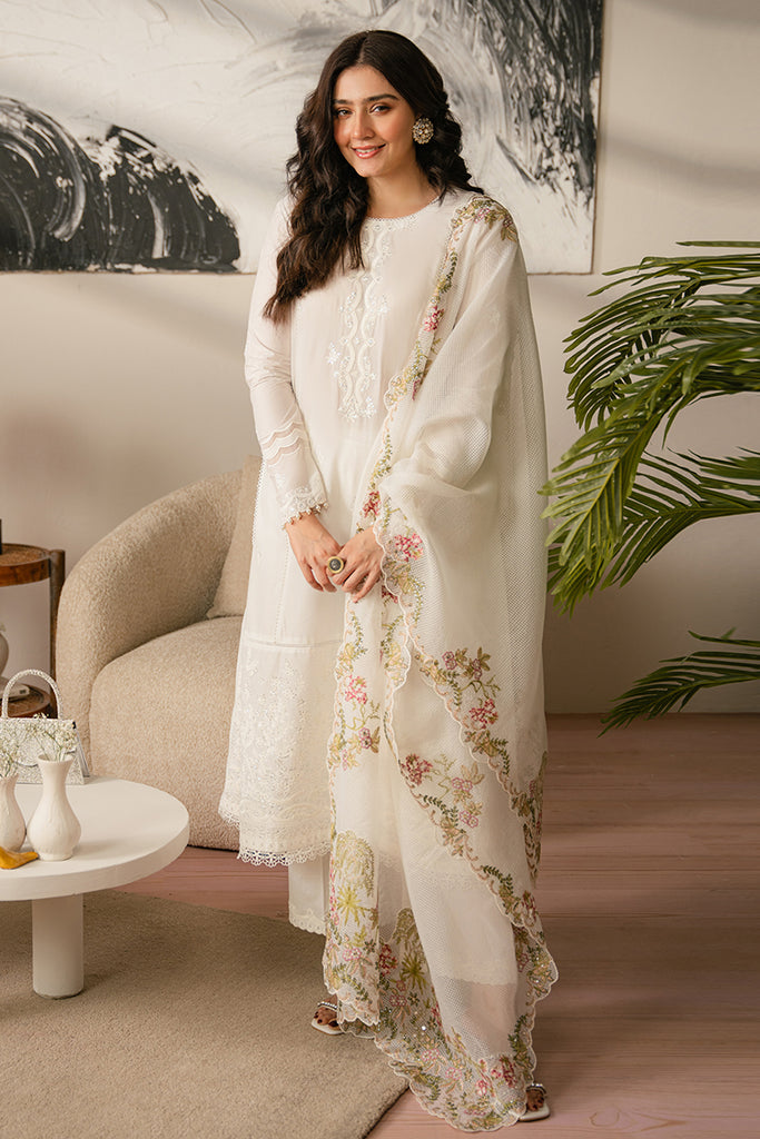Dhanak-3PC Embroidered Shirt with Organza Embroidered Dupatta - 3515