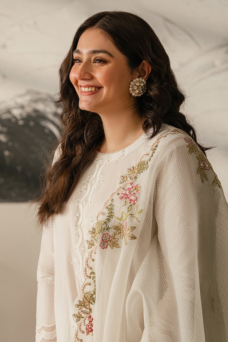 Dhanak-3PC Embroidered Shirt with Organza Embroidered Dupatta - 3515