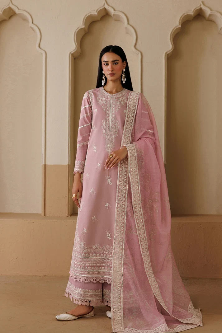 Dhanak-3PC Embroidered Shirt with Chiffon Embroidered Dupatta - 6458