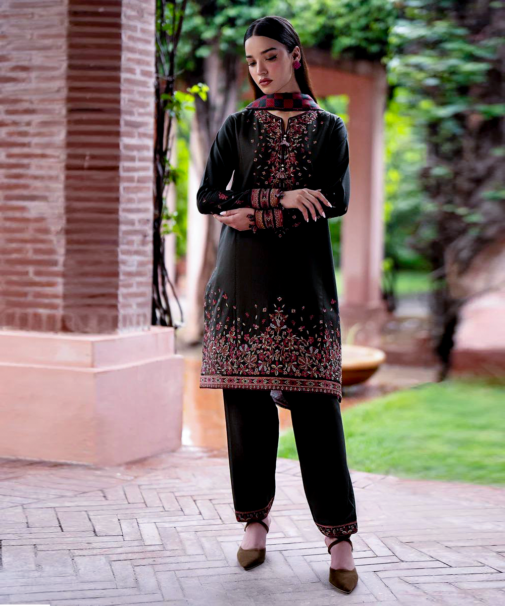 3PC Dhanak Embroidered Shirt With Printed Dupatta-678
