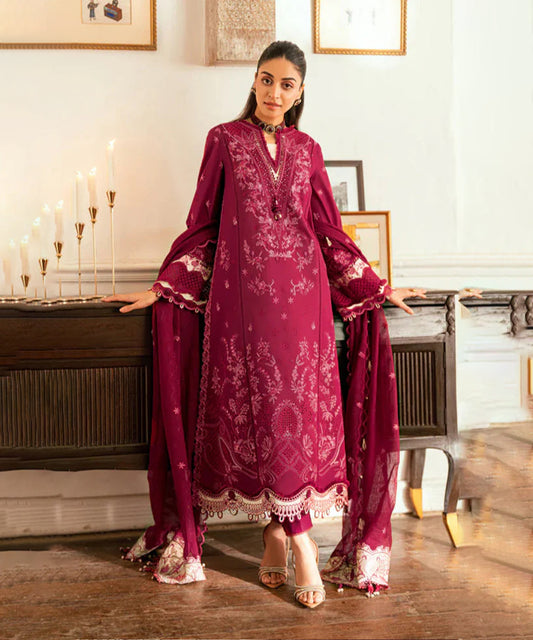 Dhanak-3PC Embroidered Shirt with Chiffon Embroidered Dupatta-3366