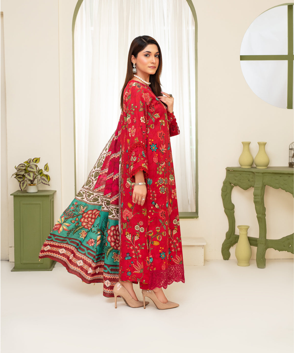 3PC WITH KHADDAR PRINTED SHIRT & TROUSER-907