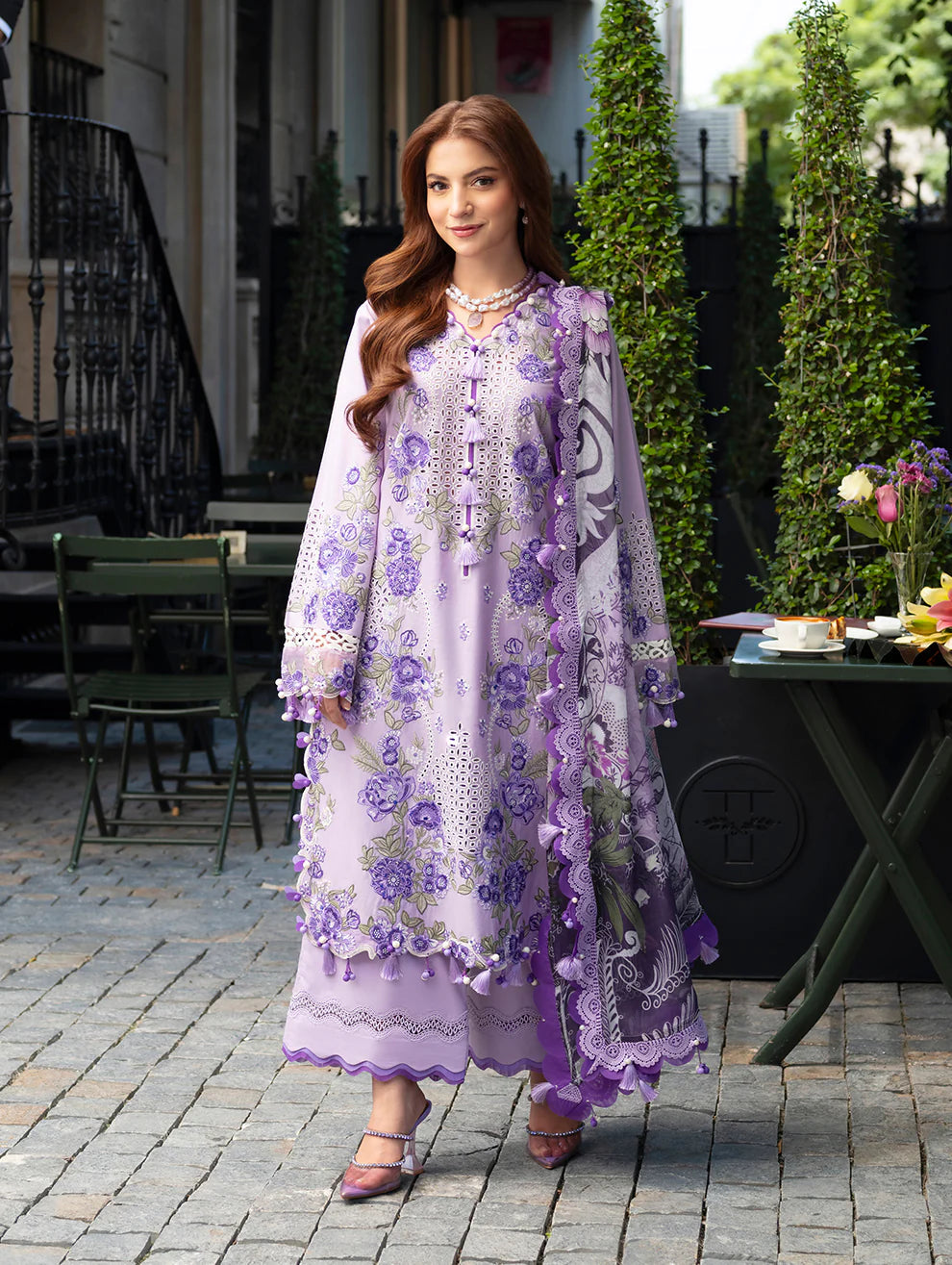 Dhanak-3PC Embroidered Shirt with Digital Printed Shawl - 6246