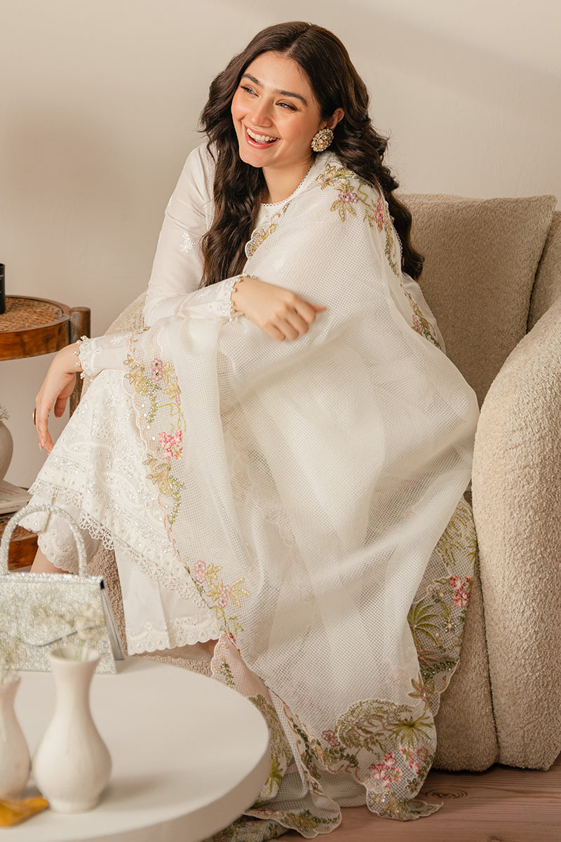 Dhanak-3PC Embroidered Shirt with Organza Embroidered Dupatta - 3515