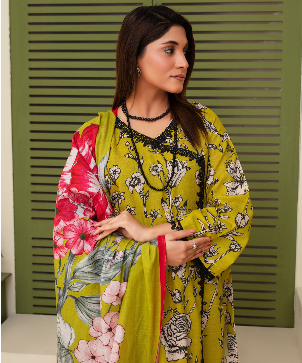 3PC WITH KHADDAR PRINTED SHIRT & TROUSER-902