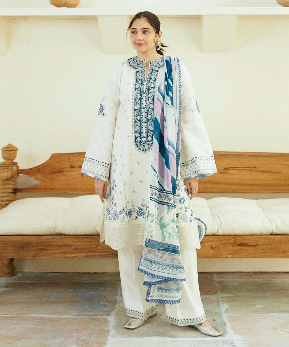 Dhanak 3PC Embroidered Shirt With Printed Dupatta-675