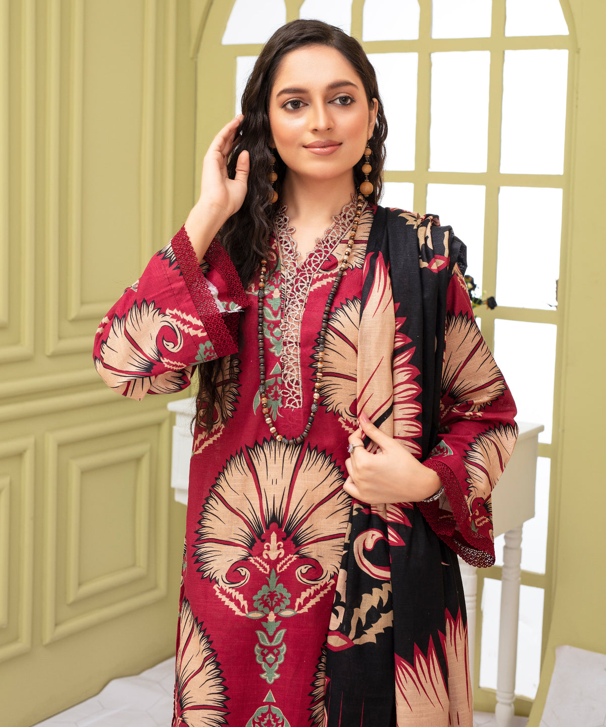 KHADDAR 3PC WITH KHADDAR PRINTED SHIRT & TROUSER-920
