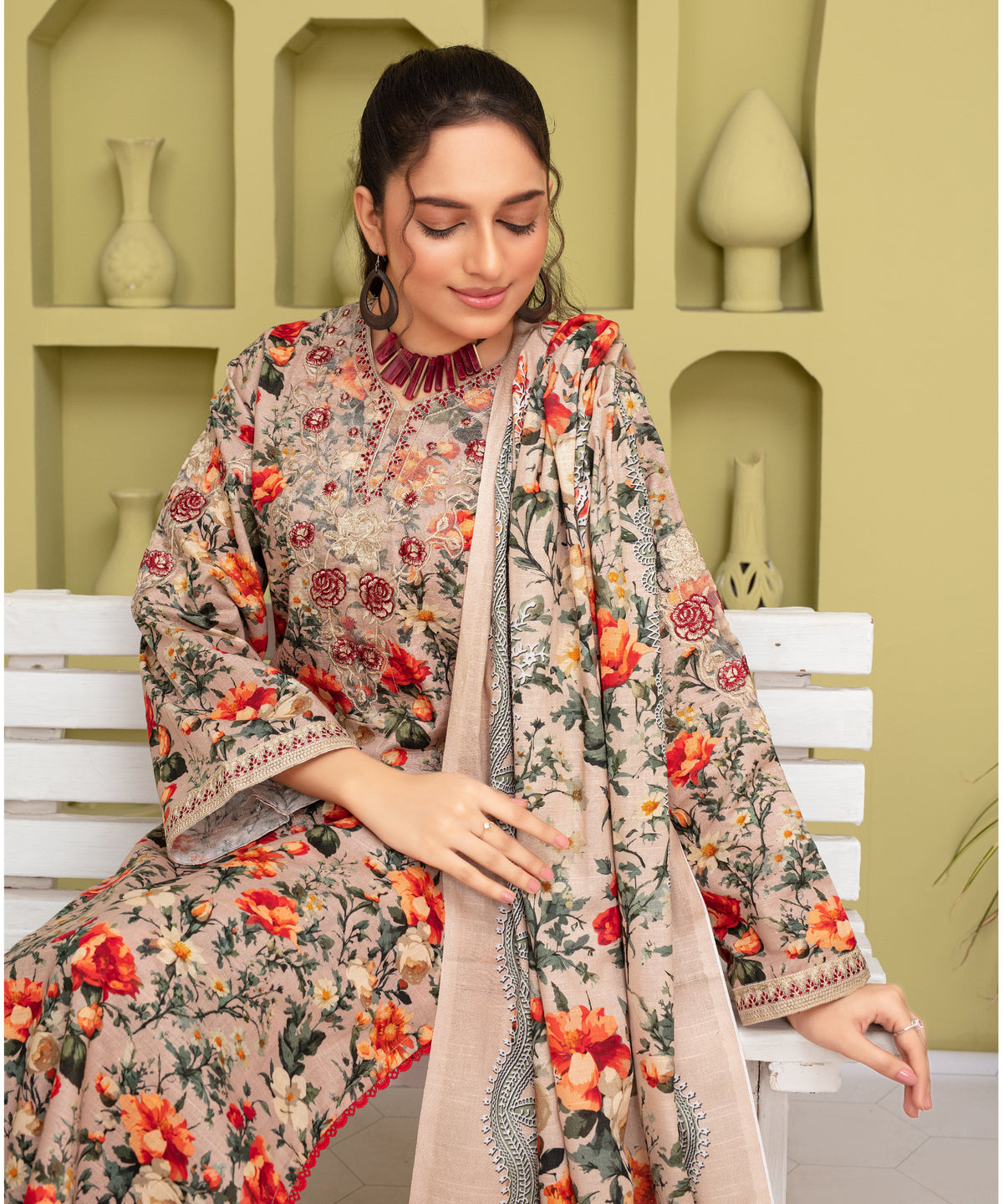 KHADDAR 3PC WITH KHADDAR PRINTED SHIRT & TROUSER-911