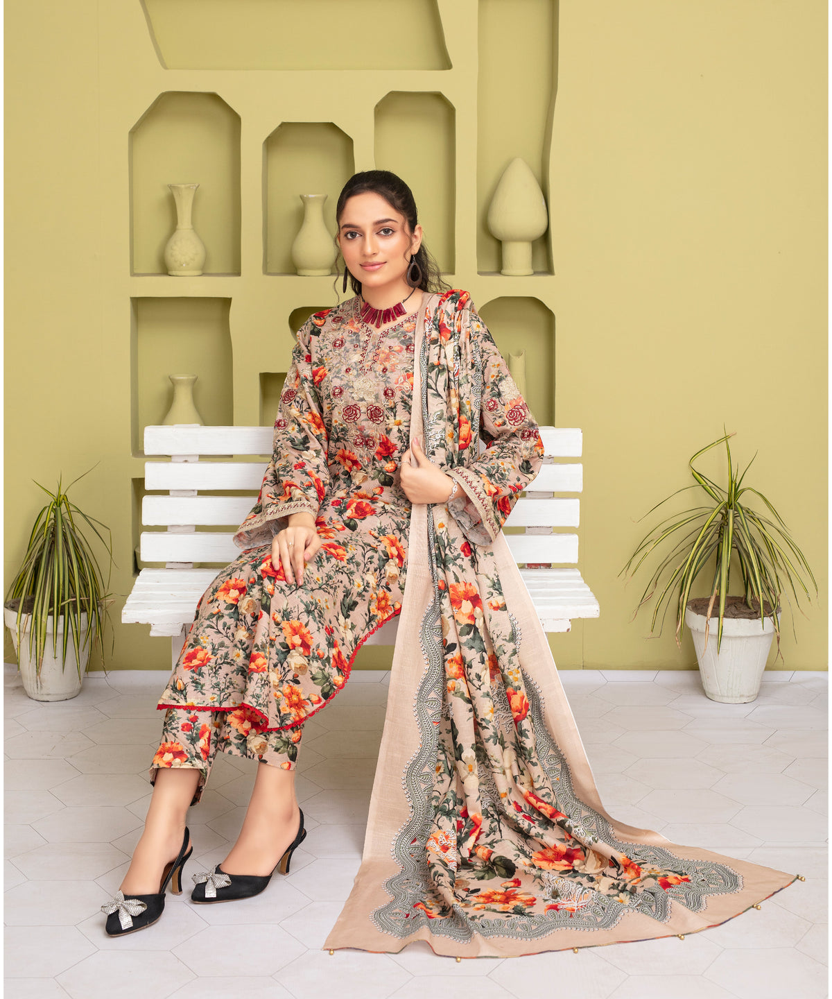 KHADDAR 3PC WITH KHADDAR PRINTED SHIRT & TROUSER-911
