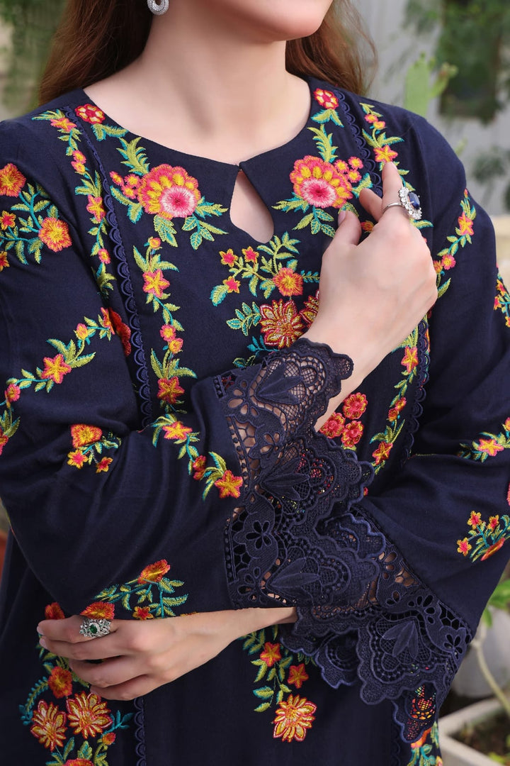 Dhanak-3PC Embroidered Shirt with Digital Printed Shawl - 3545