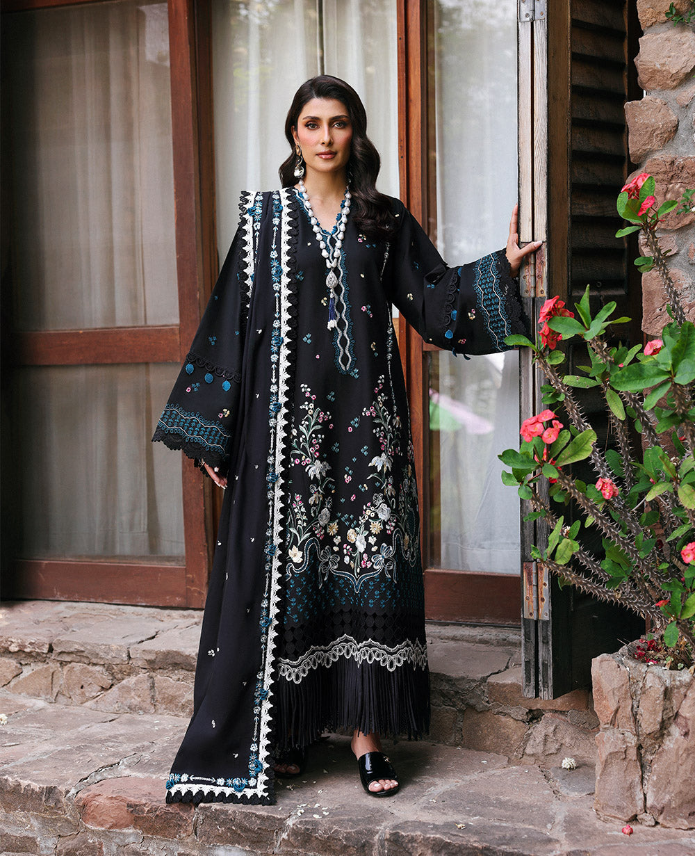 Dhanak-3PC Embroidered Shirt with Dhanak Embroidered Dupatta -3345