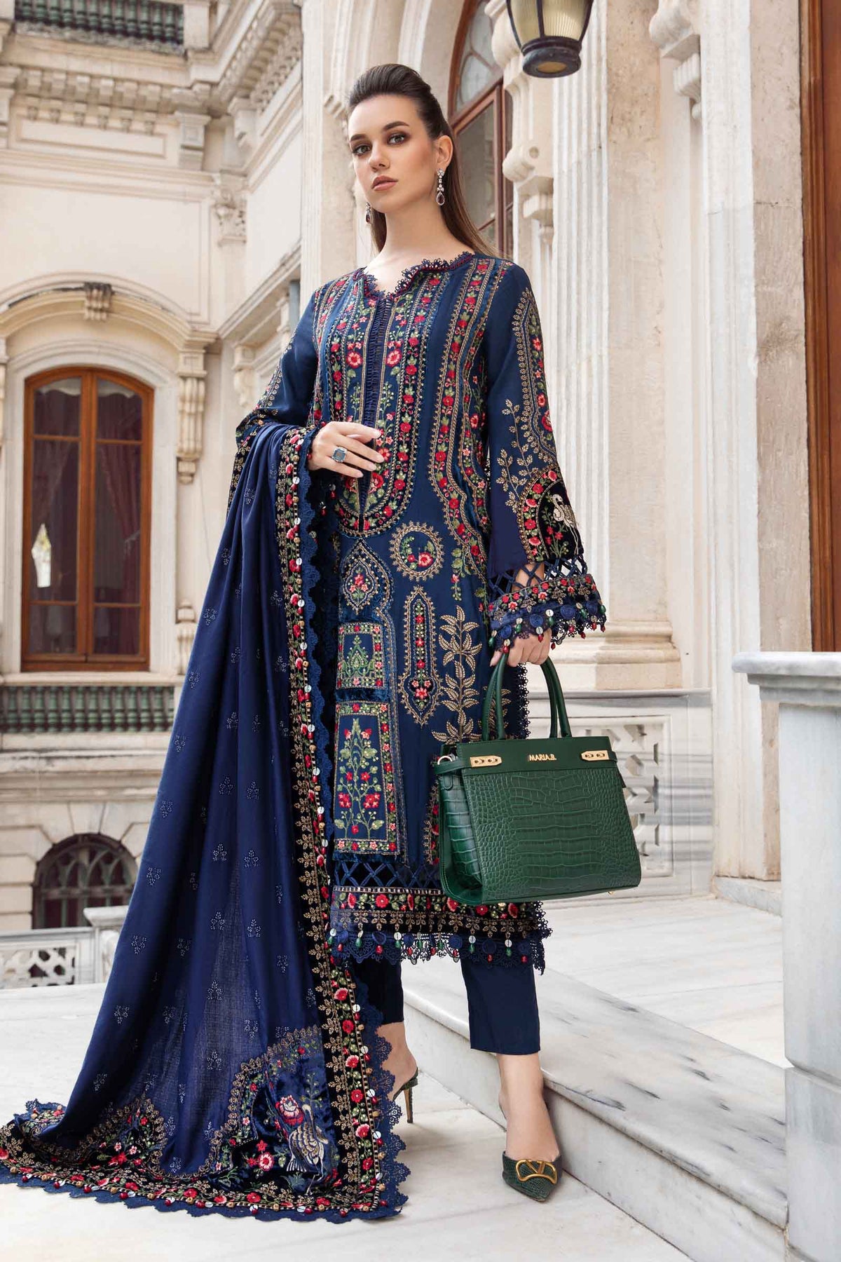 Dhanak-3PC Sequence Embroidered Shirt with Dhanak Emrboidered RTW Dupatta - 3384