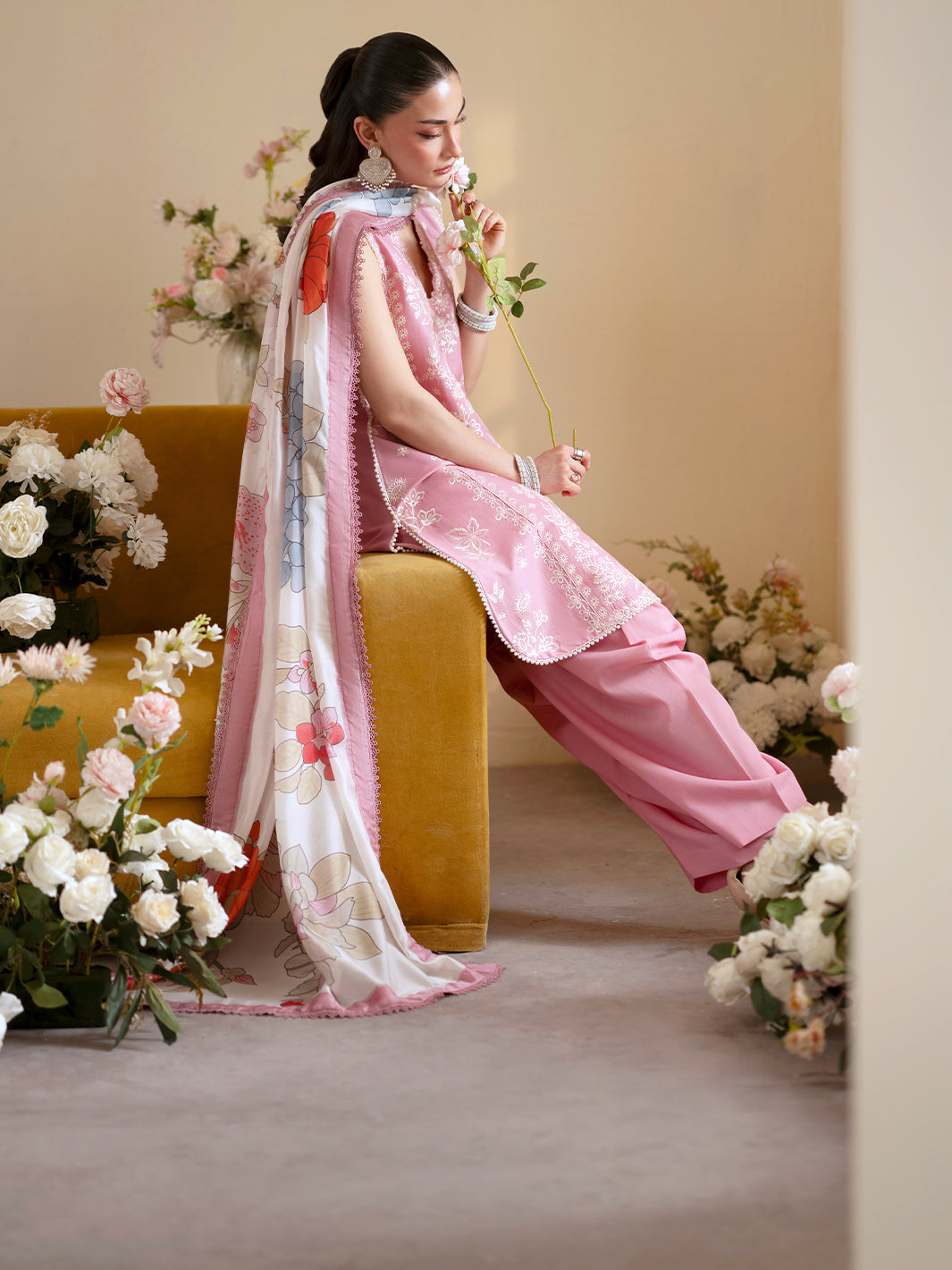 Lawn-3PC Embroidered With Chiffon Digital Printed Dupatta-5224
