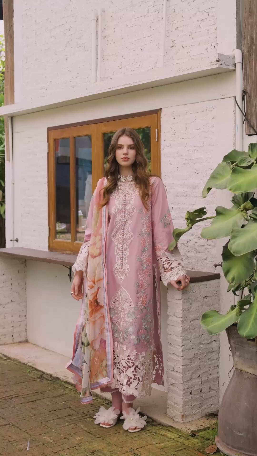 Dhanak-3PC Embroidered Shirt with Digital Printed Shawl - 6384