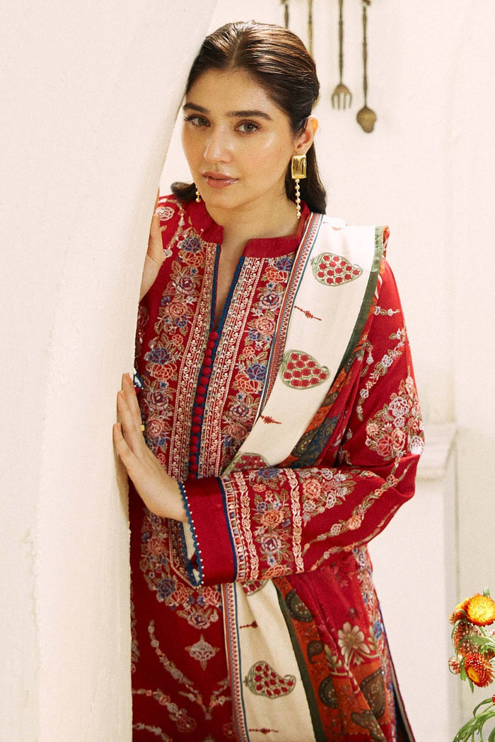Dhanak-3PC Embroidered Shirt with Digital Printed Shawl - 659