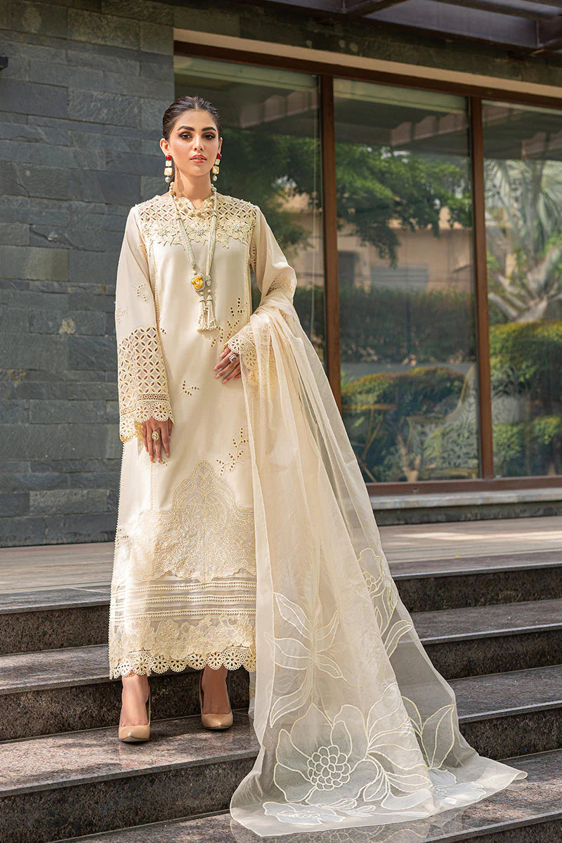 Dhanak-3PC Embroidered Shirt with Organza Embroidered Dupatta- 3170