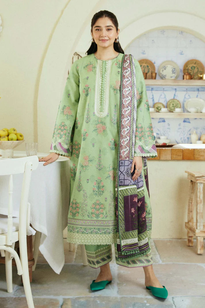 Dhanak-3PC Embroidered Shirt with Digital Printed Shawl -3236