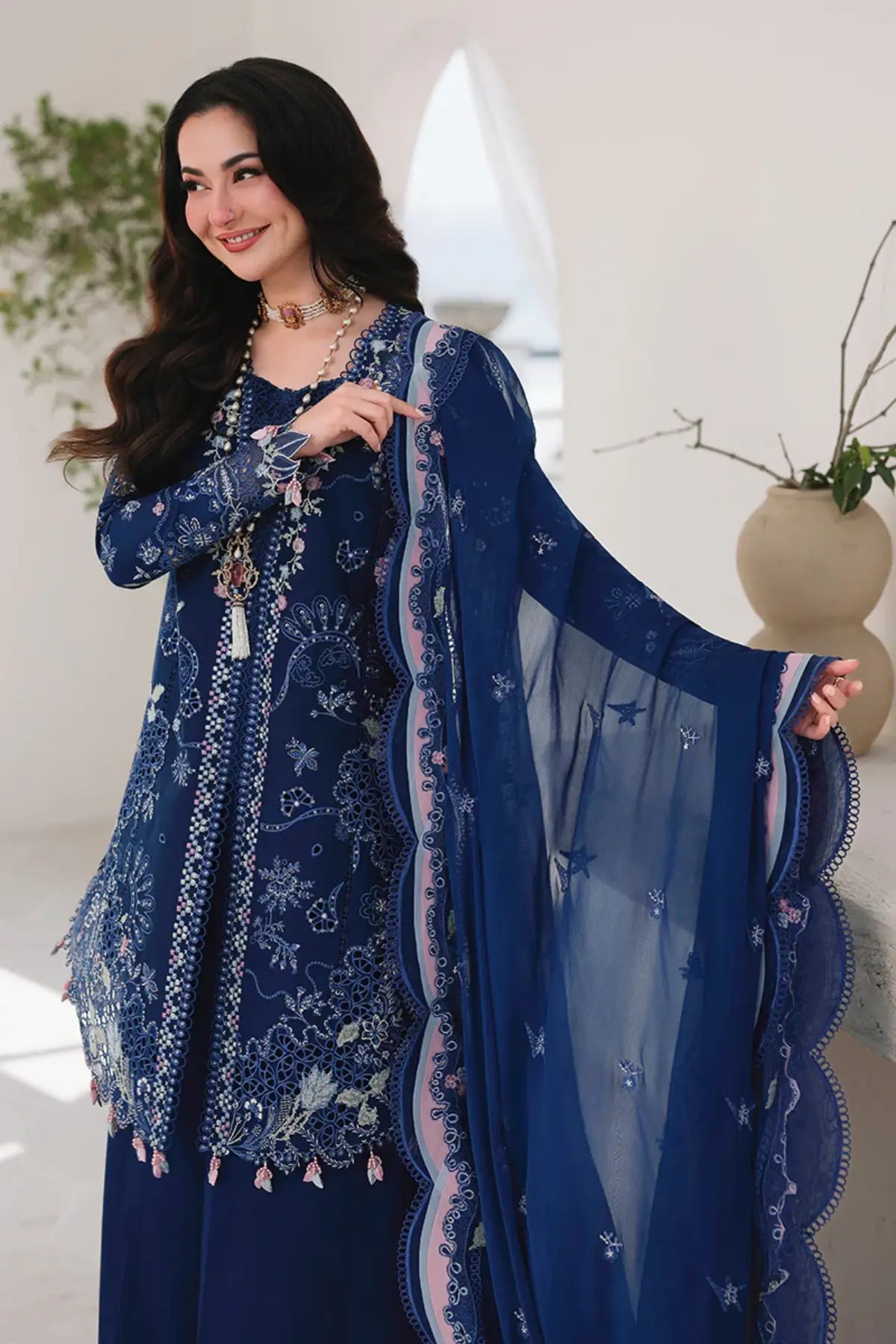 Lawn-3PC Embroidered Shirt with Organza Embroidered Dupatta - 5222