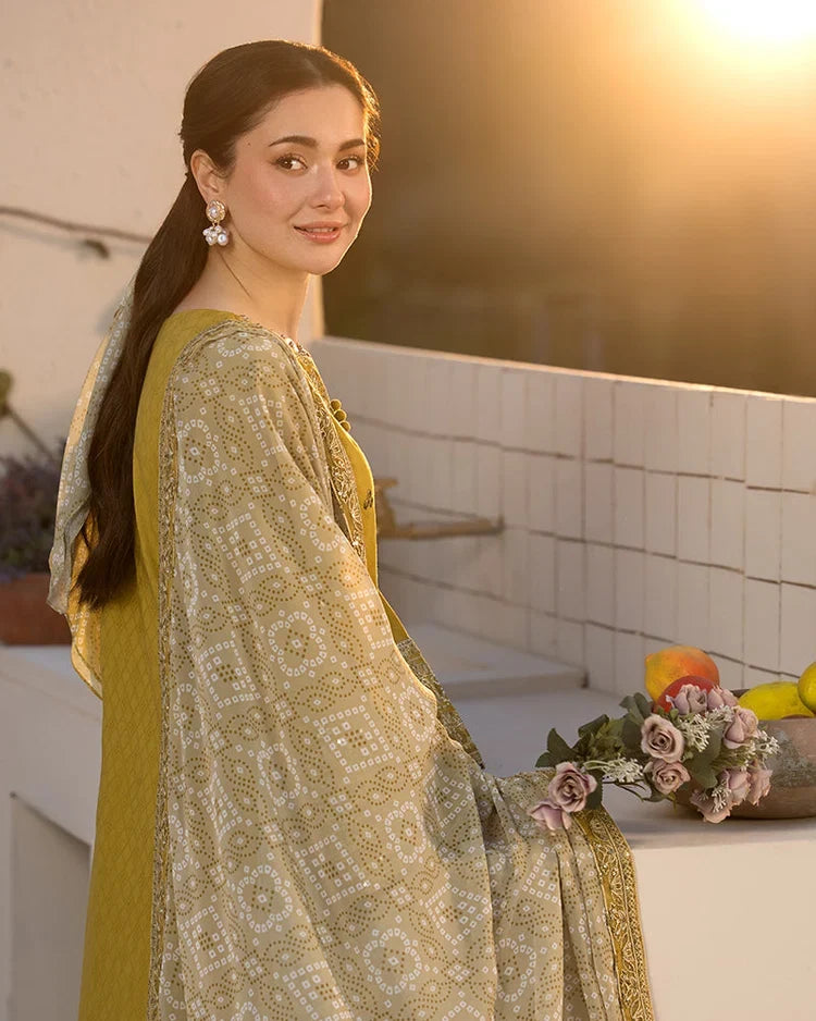 Dhanak-3PC Sequence Embroidered Shirt with Digital Printed Shawl - 3289