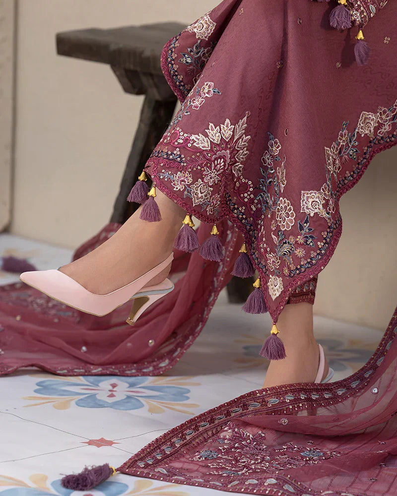 Lawn-3PC Embroidered Shirt with Chiffon Embroidered Dupatta- 5064