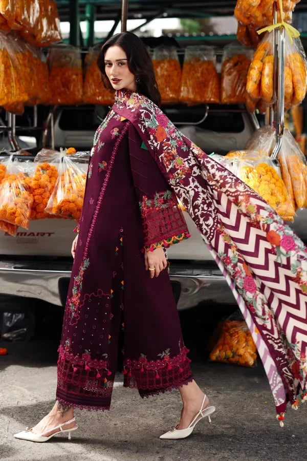 Dhanak-3PC Embroidered Shirt with Digital Printed Shawl - 3555