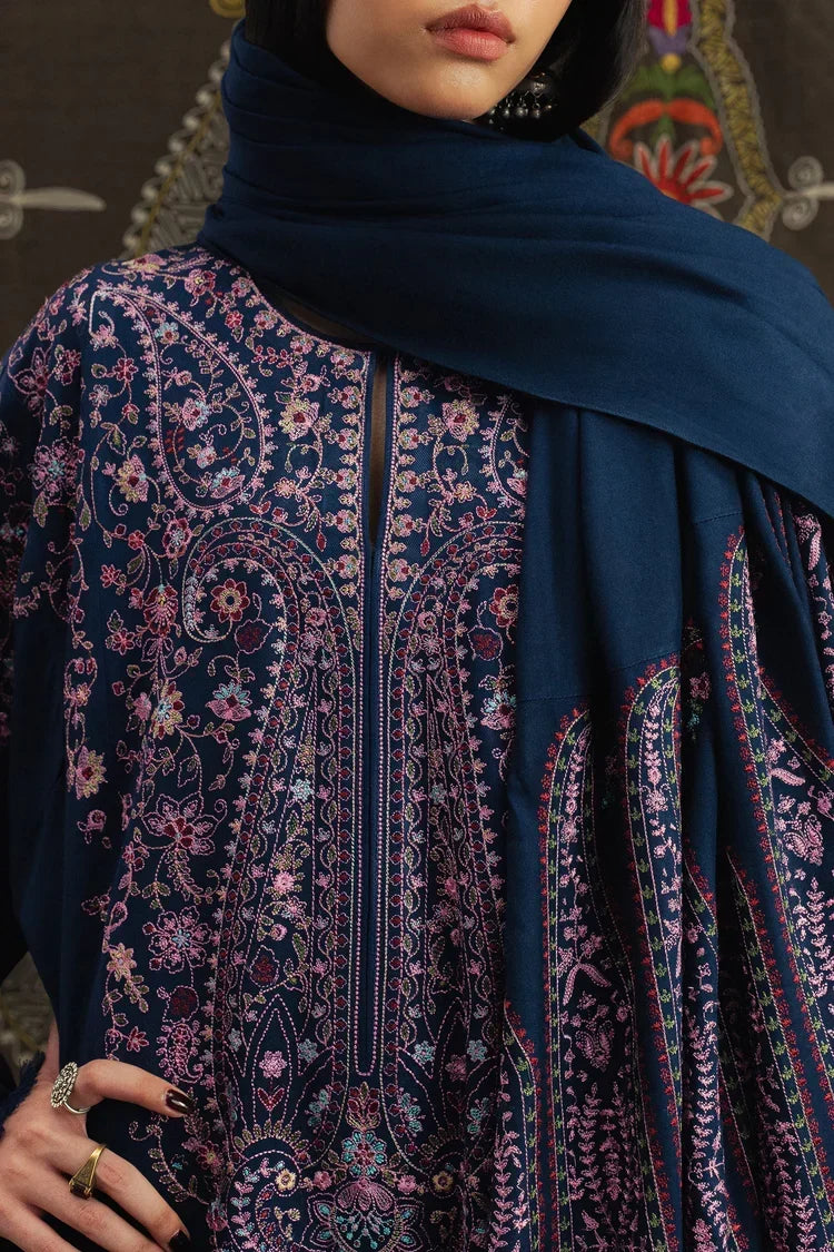 Dhanak-3PC Embroidered Shirt with Dhanak Embroidered Shawl - 6396