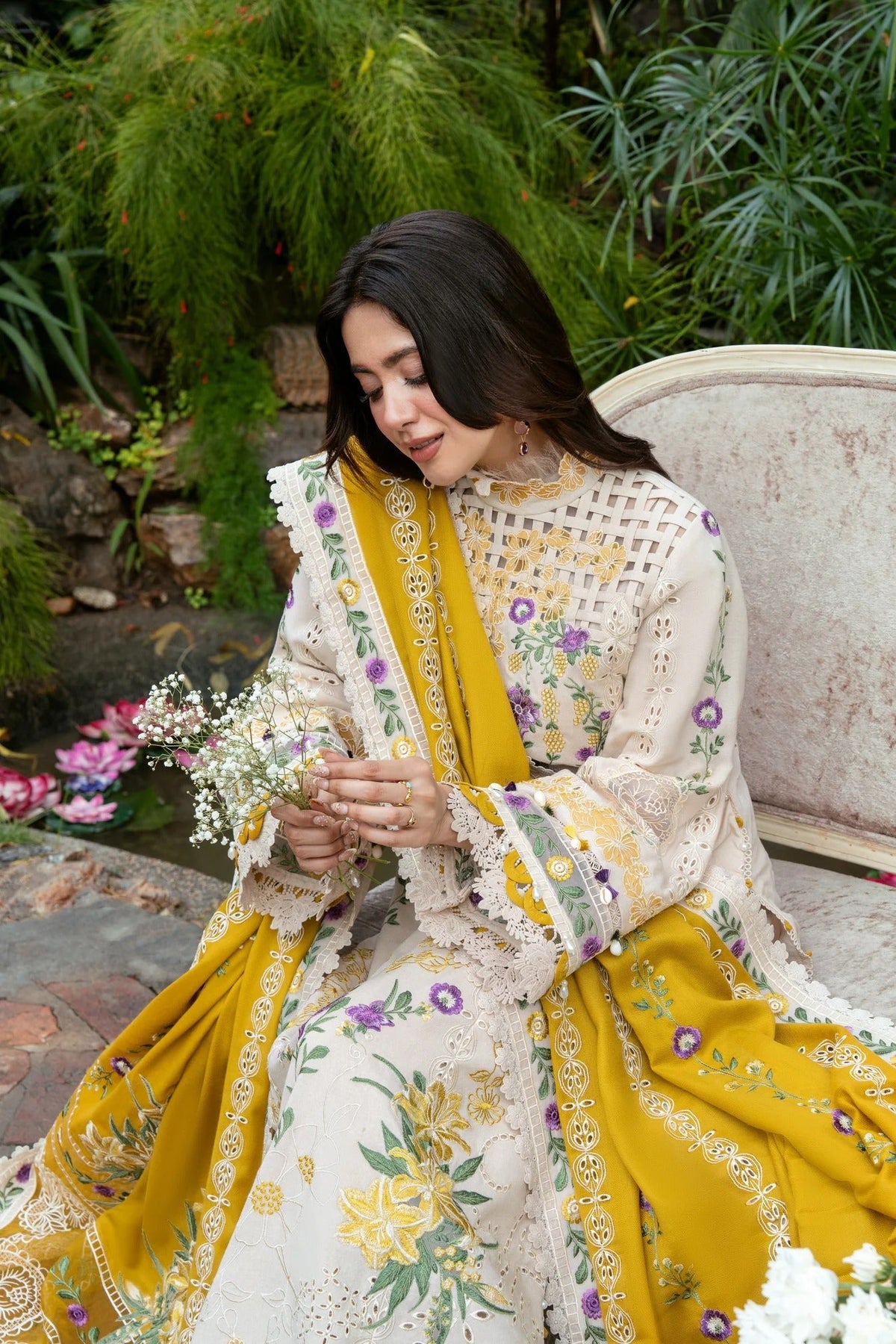 Dhanak-3PC Embroidered Shirt with Dhanak Embroidered RTW Dupatta - 6479