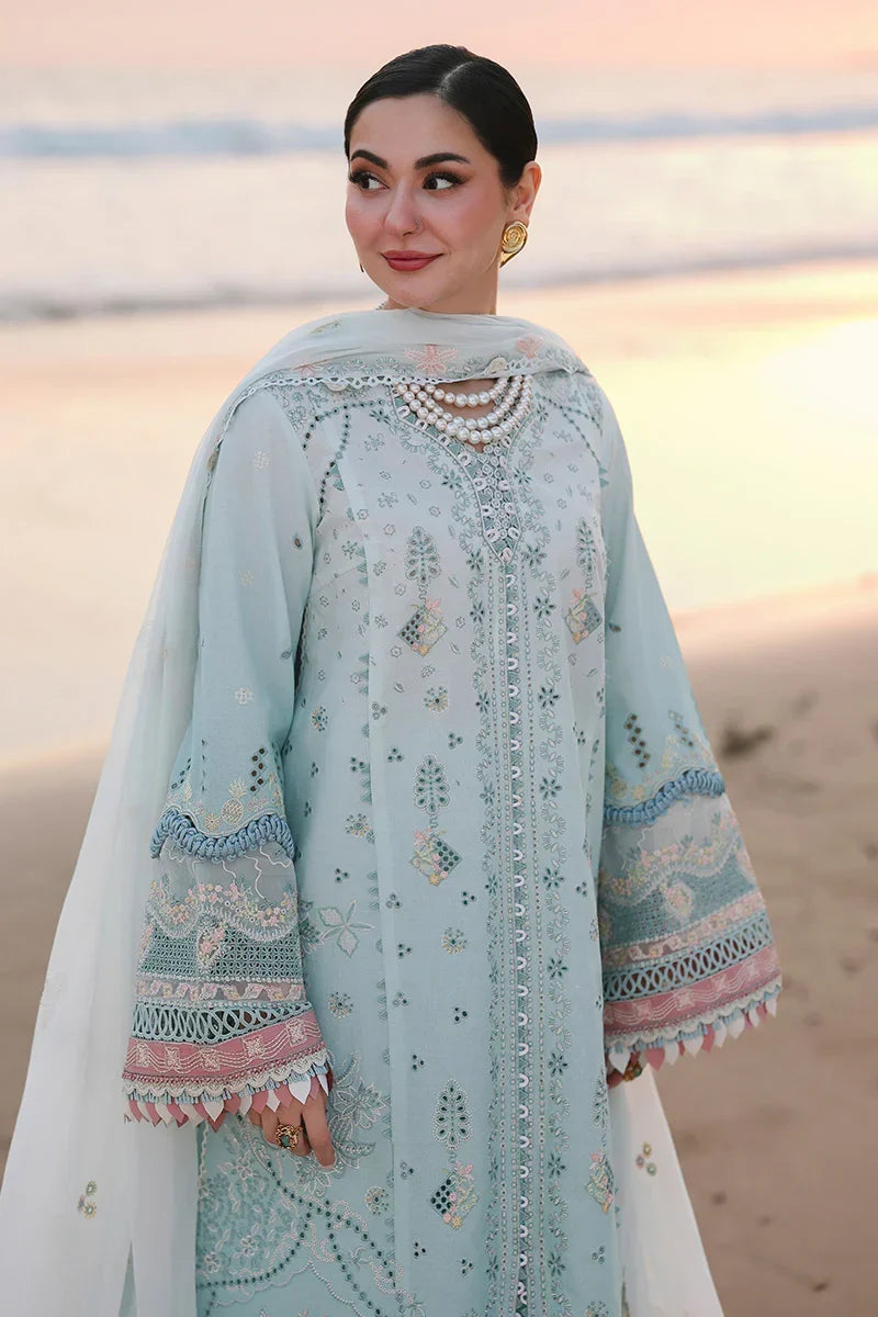 Dhanak-3PC Chikankari Embroidered Shirt with Khadi Net Embroidered Dupatta - 6220