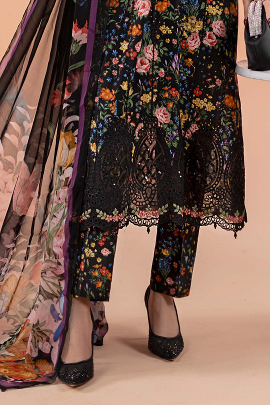 Karandi-3PC Embroidered Shirt with Karandi Printed Dupatta -3434