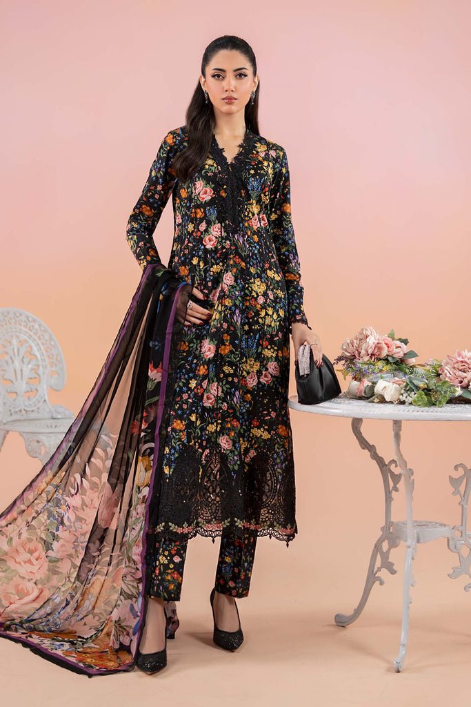 Karandi-3PC Embroidered Shirt with Karandi Printed Dupatta -3434