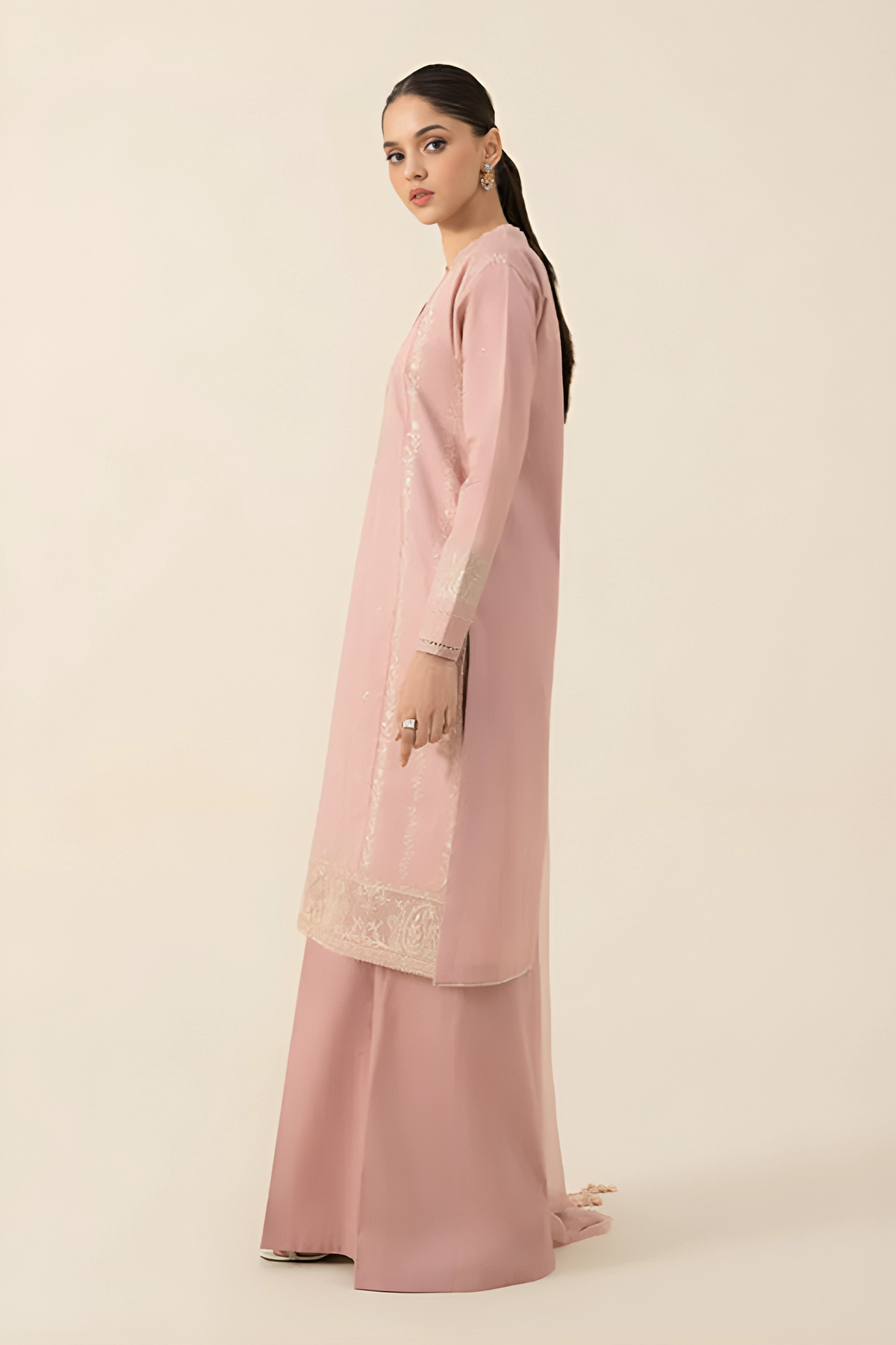 Dhanak-3PC Embroidered Shirt with Chiffon Embroidered Dupatta-3133