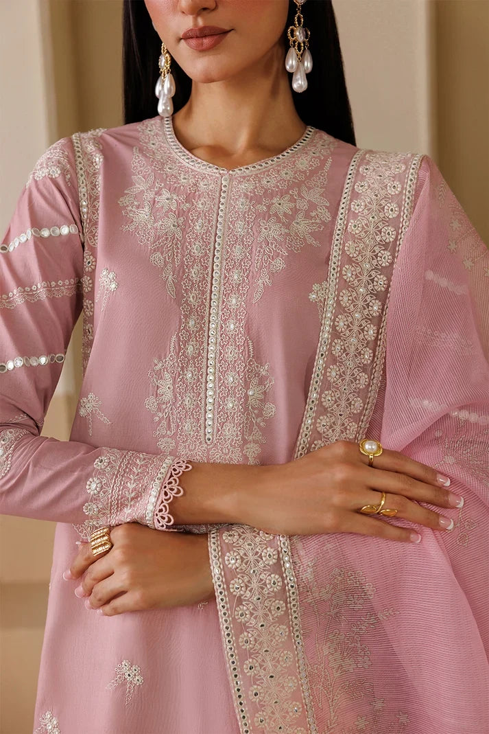 Dhanak-3PC Embroidered Shirt with Chiffon Embroidered Dupatta - 6458
