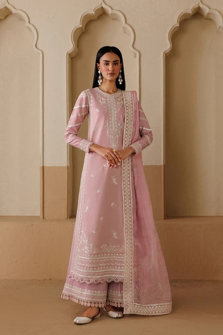 Dhanak-3PC Embroidered Shirt with Chiffon Embroidered Dupatta - 6458