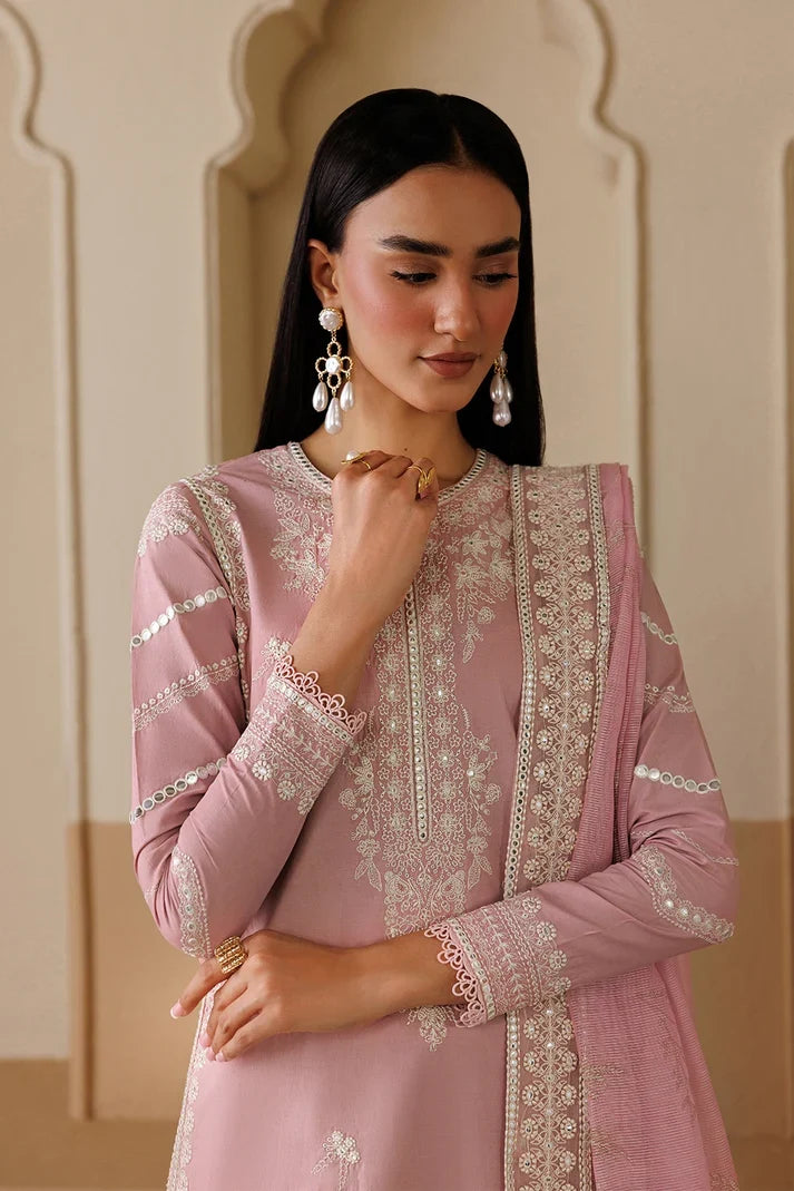 Dhanak-3PC Embroidered Shirt with Chiffon Embroidered Dupatta - 6458