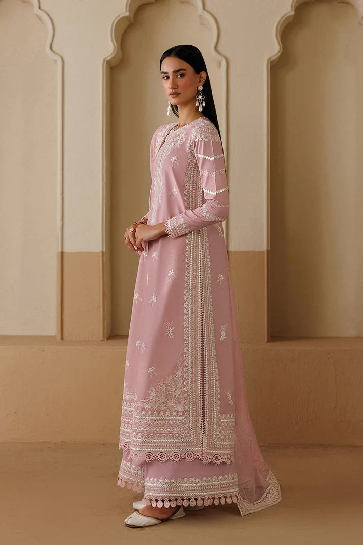 Dhanak-3PC Embroidered Shirt with Chiffon Embroidered Dupatta - 6458