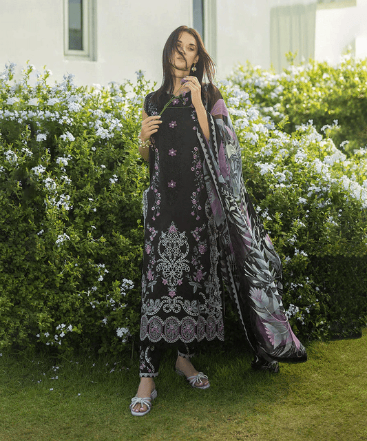 Dhanak-3PC Embroidered Shirt with Digital Printed Shawl-3355