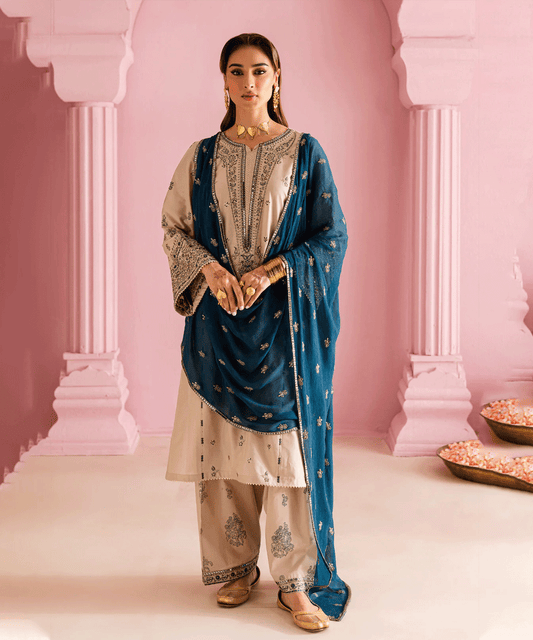 Dhanak-3PC Embroidered Shirt with Sequins Embroidered Dupatta-6004