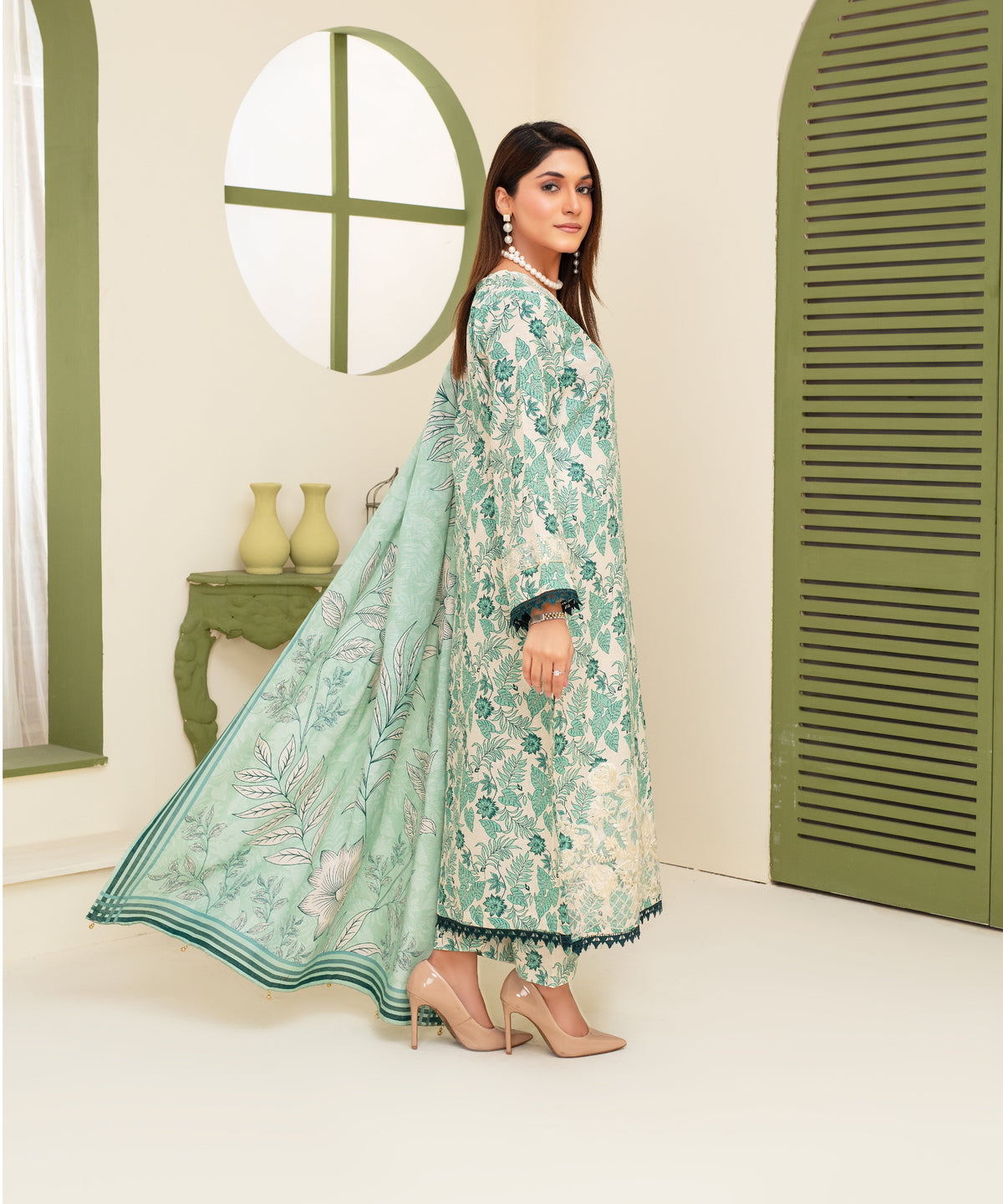 3PC WITH KHADDAR PRINTED SHIRT & TROUSER-906