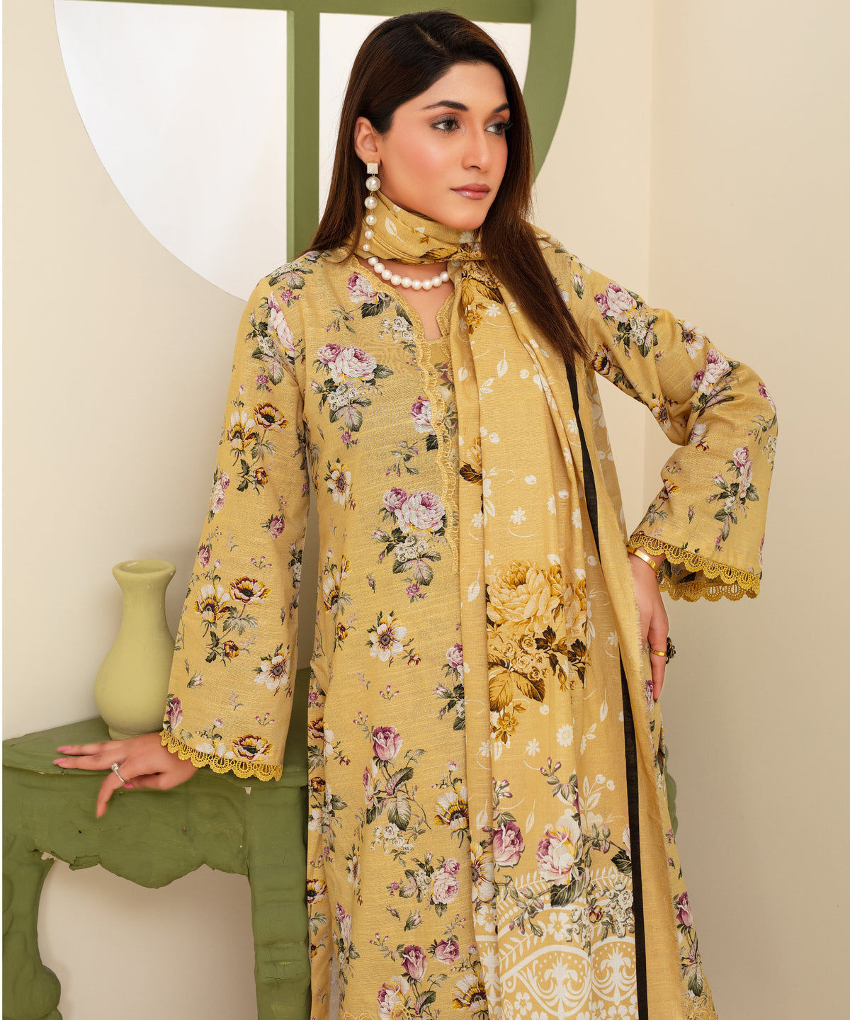 KHADDAR 3PC WITH KHADDAR PRINTED SHIRT & TROUSER-912
