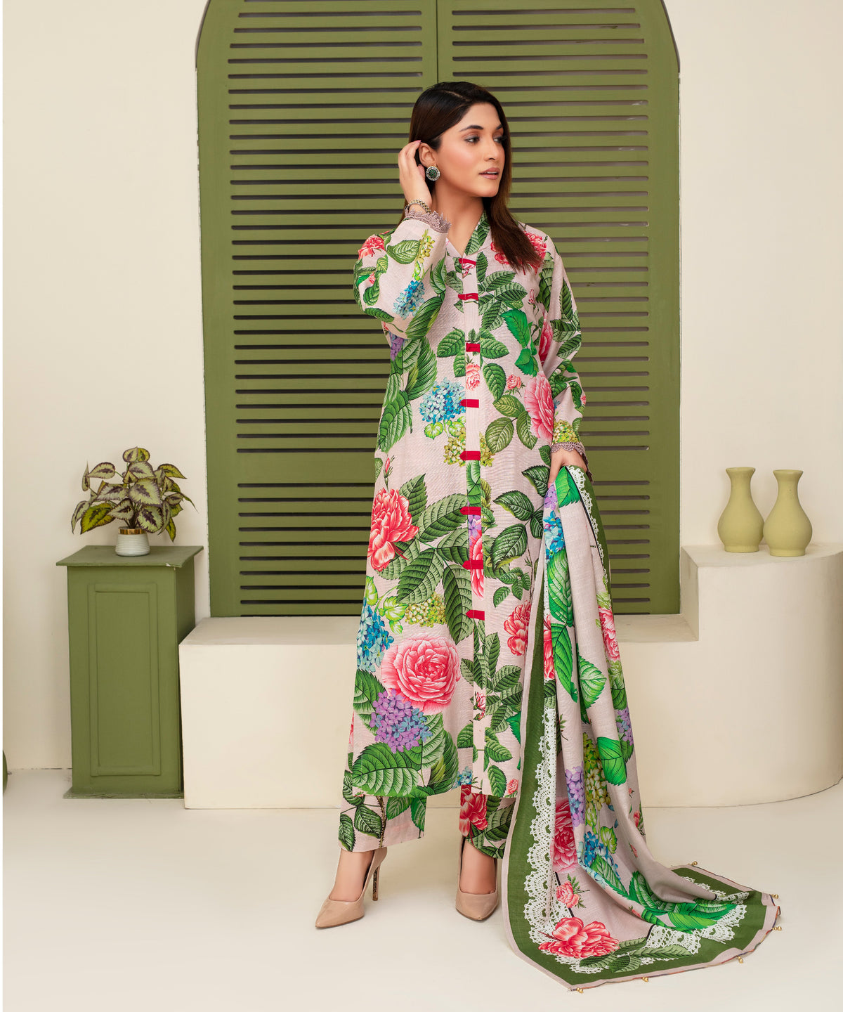 KHADDAR 3PC WITH KHADDAR PRINTED SHIRT & TROUSER-918