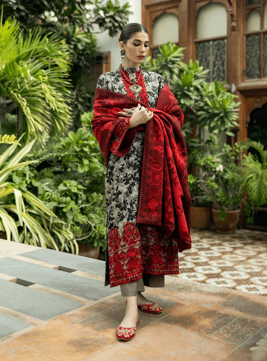 3PC KARANDI PRINTED SHIRT WITH KARANDI PRINTED DUAPTTA AND TROUSER -1710