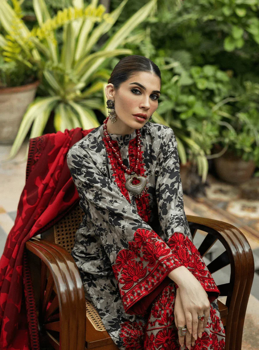 3PC KARANDI PRINTED SHIRT WITH KARANDI PRINTED DUAPTTA AND TROUSER -1710