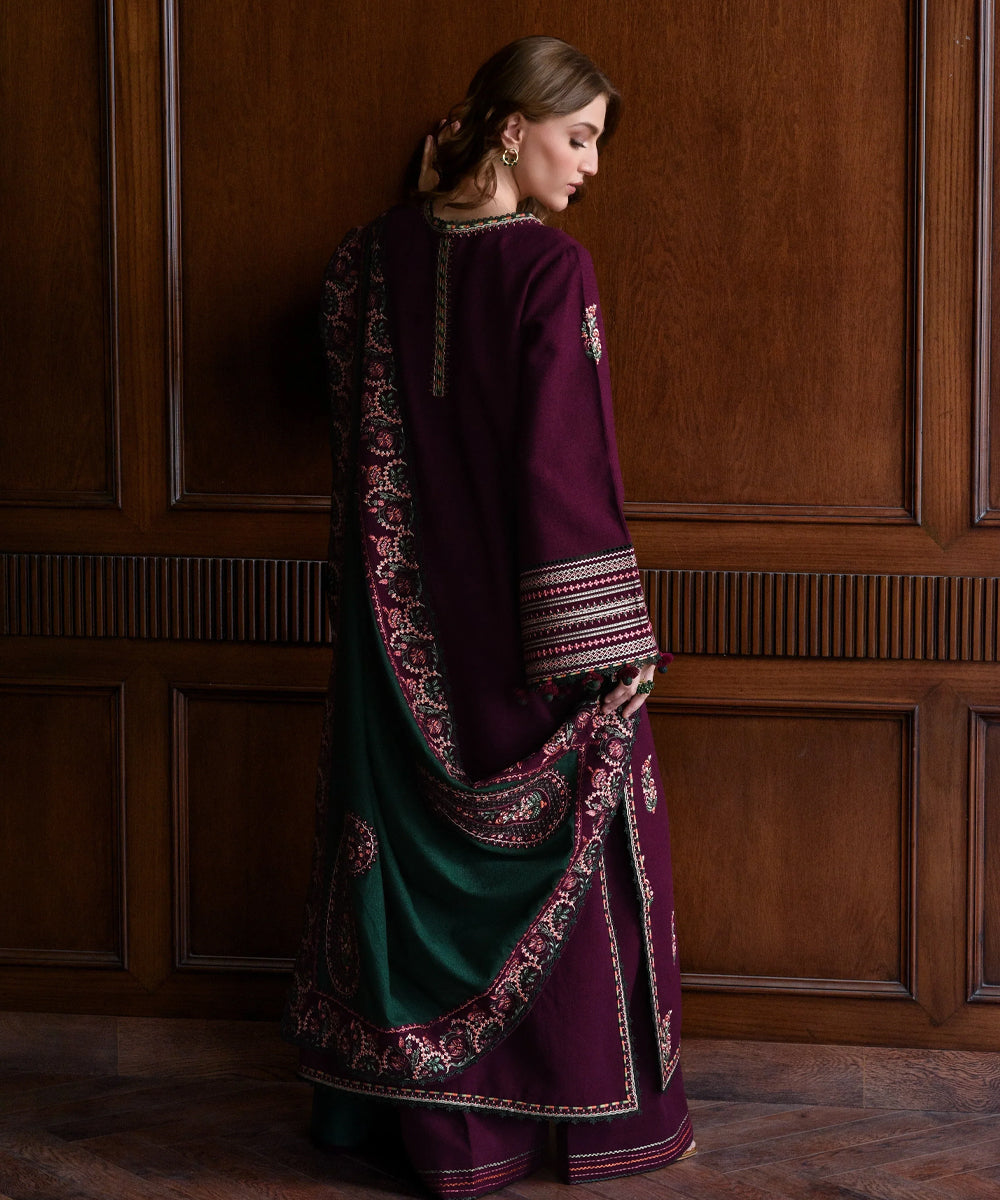 Dhanak-3PC Embroidered Shirt with Dhanak Embroidered Dupatta- 3563