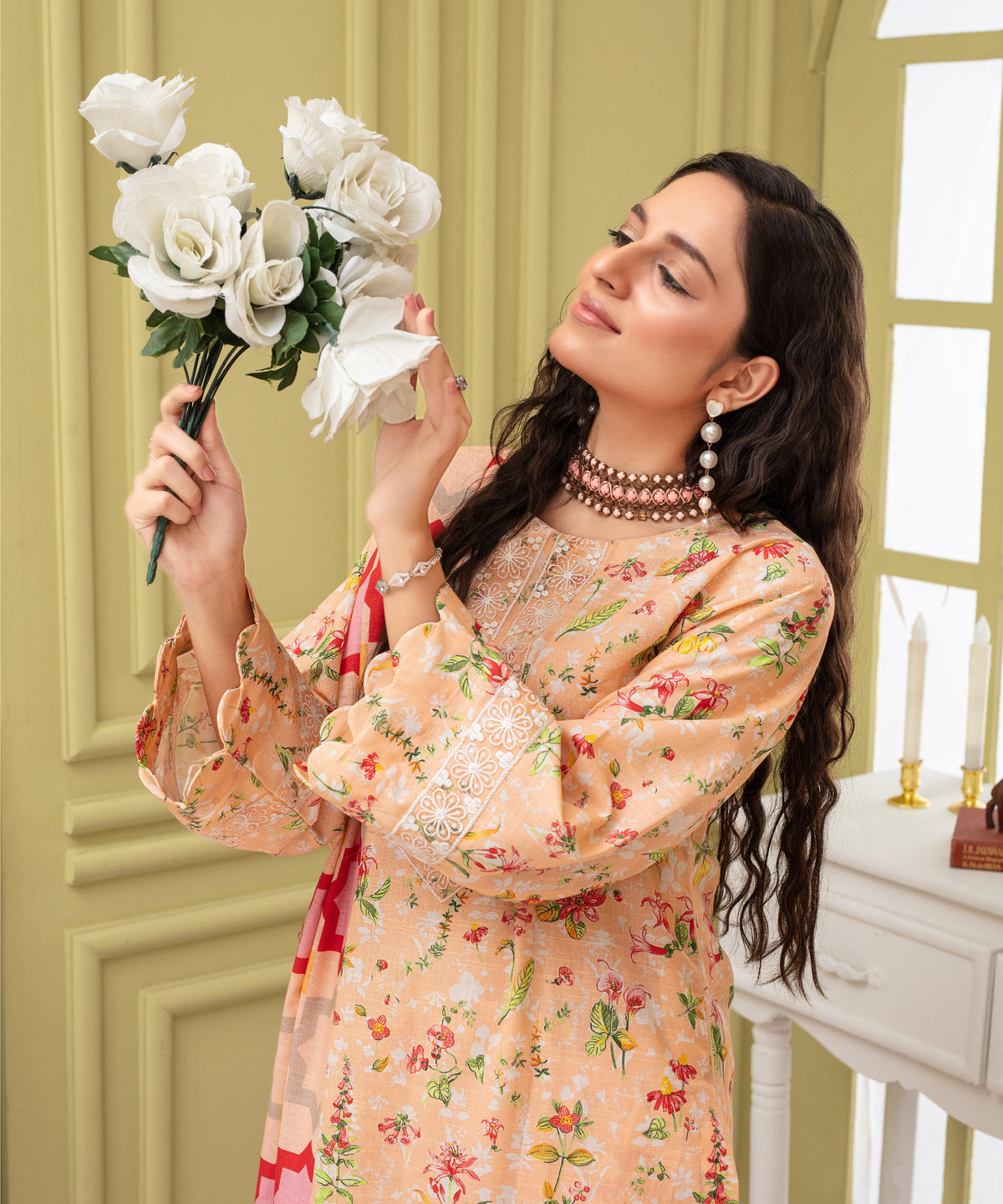 3PC WITH KHADDAR PRINTED SHIRT & TROUSER-904